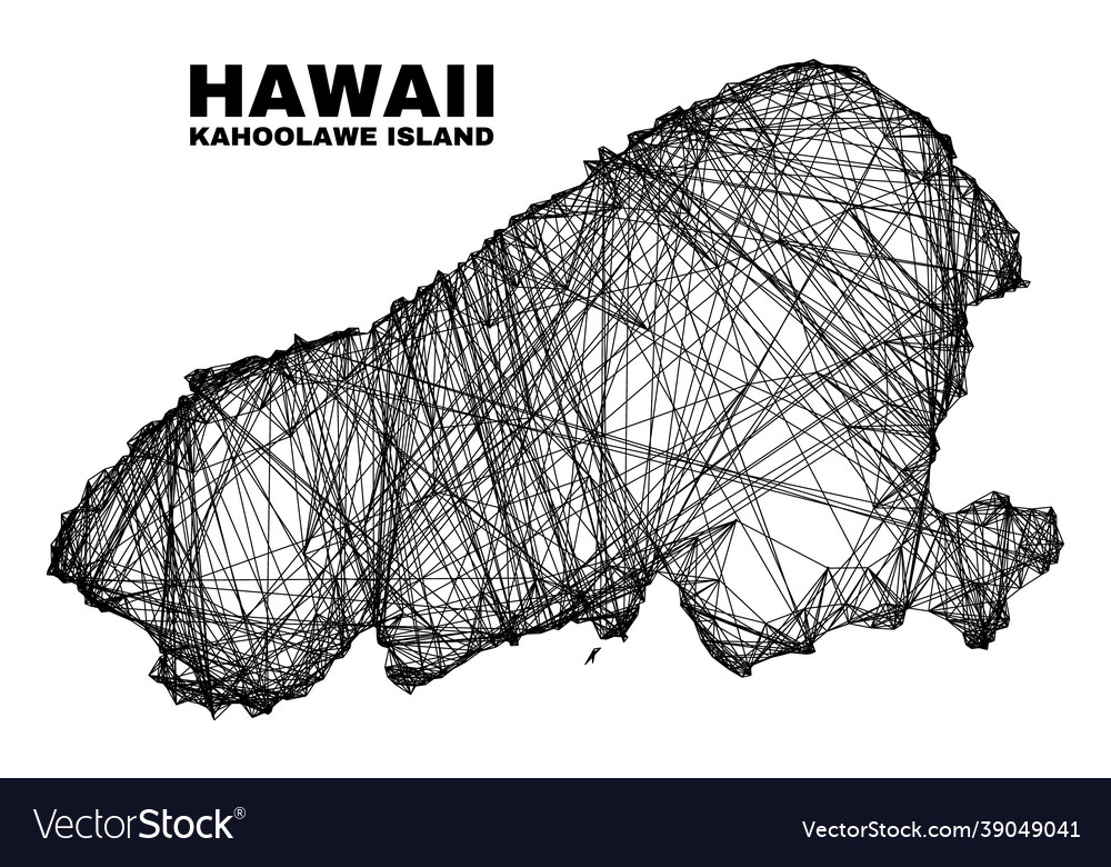 Linear irregular mesh kahoolawe island map vector image Linear irregular mesh kahoolawe island map