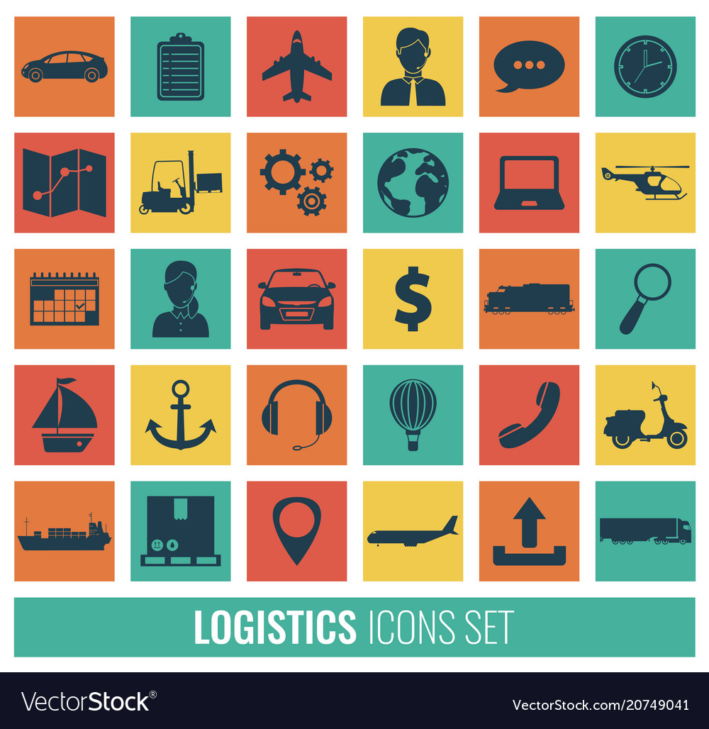 Logistik-Icons setzen Lieferung und Transport