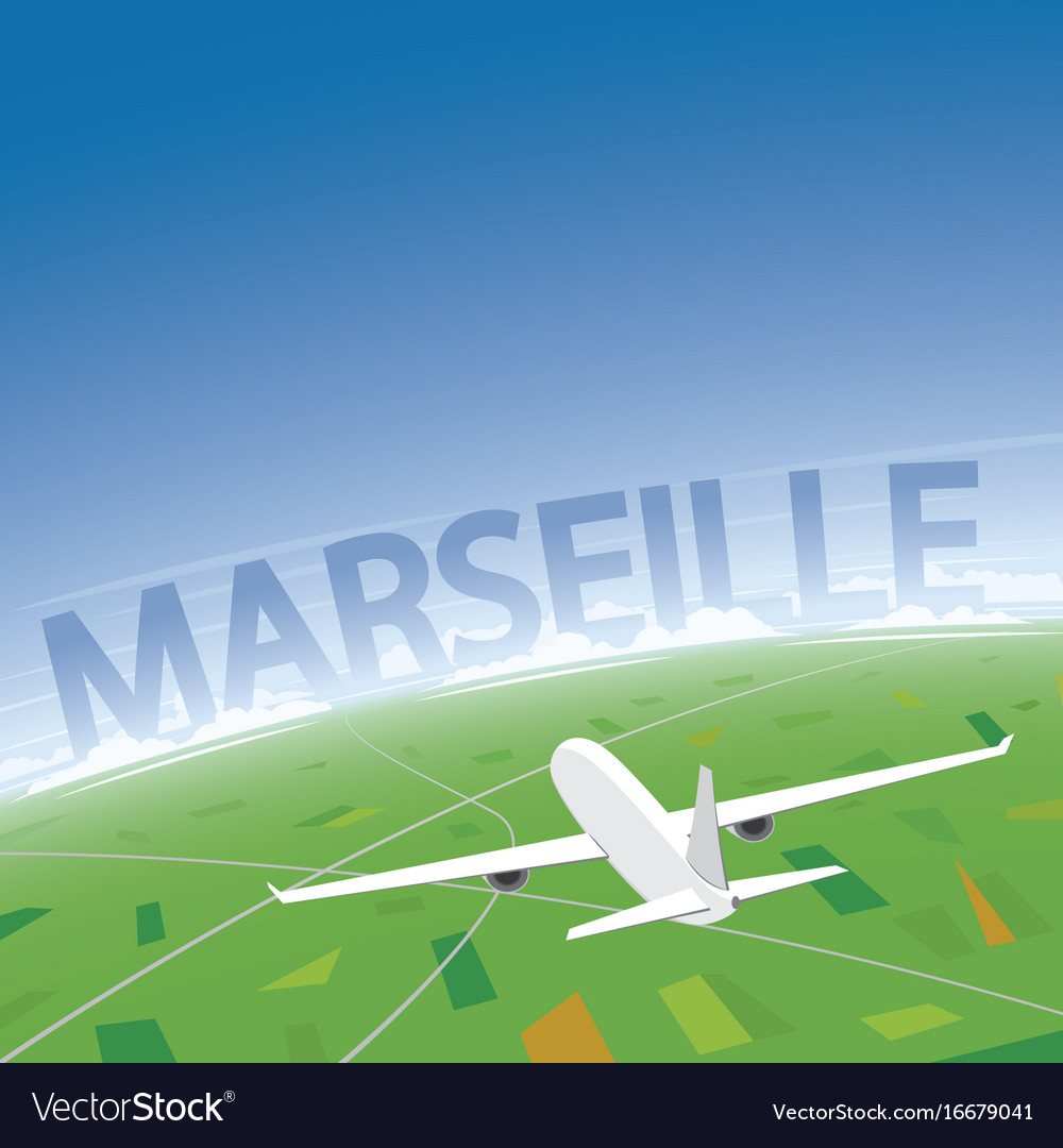 Marseille flight destination Royalty Free Vector Image