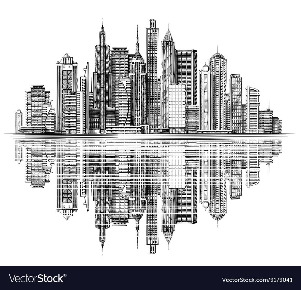 Modern City Skyline Silhouette Royalty Free Vector Image