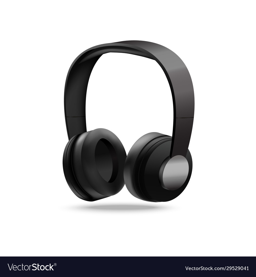 Realistische 3d detailreiche moderne schwarze Kopfhörer vector image Realistische 3d detailreiche moderne schwarze Kopfhörer