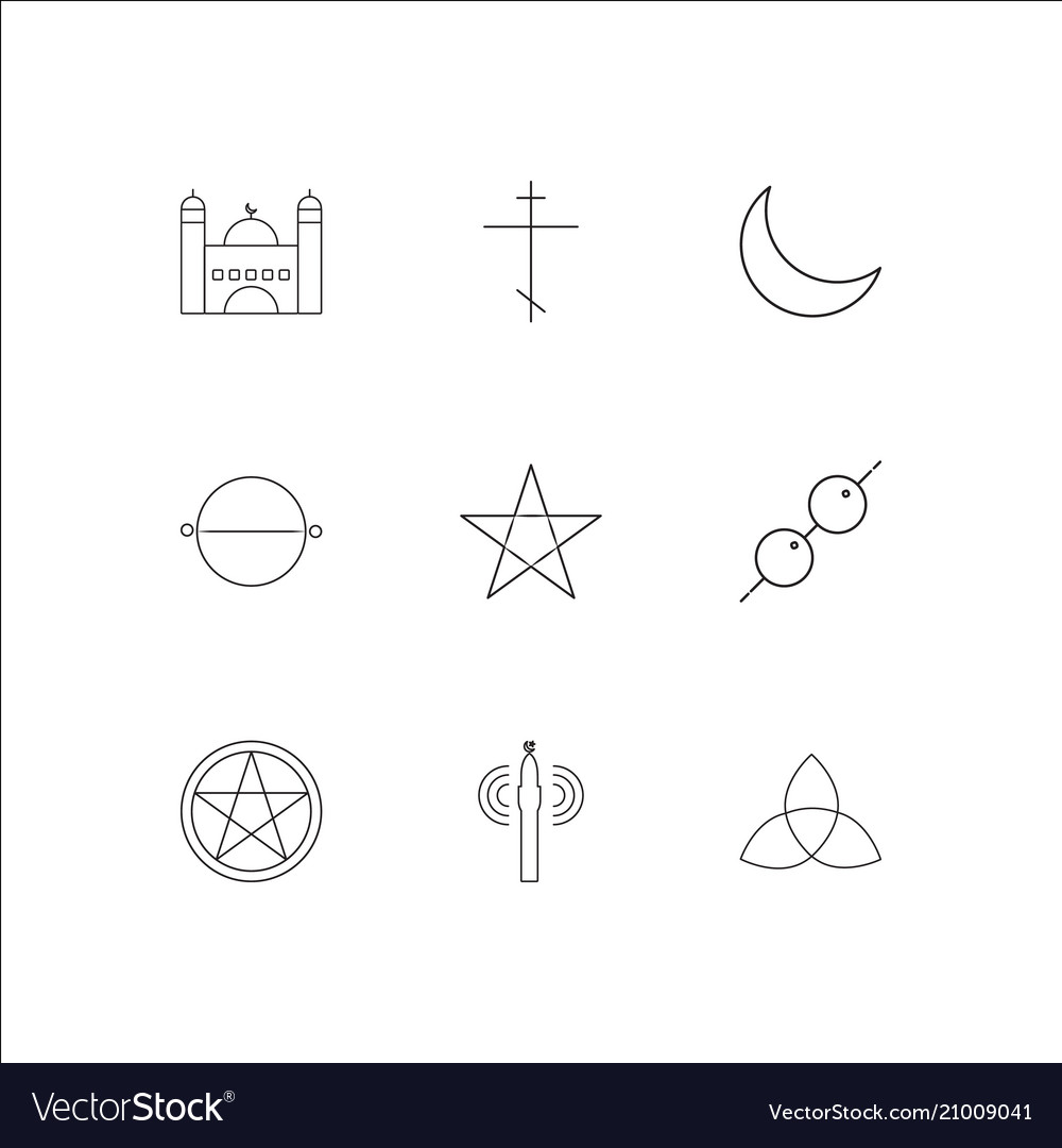 Religion outline icons set