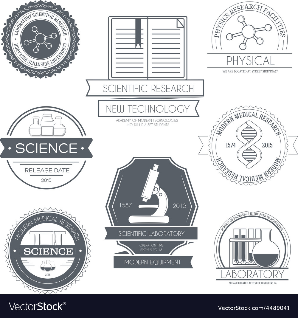 Science-Set Etikett Vorlage Emblem Element