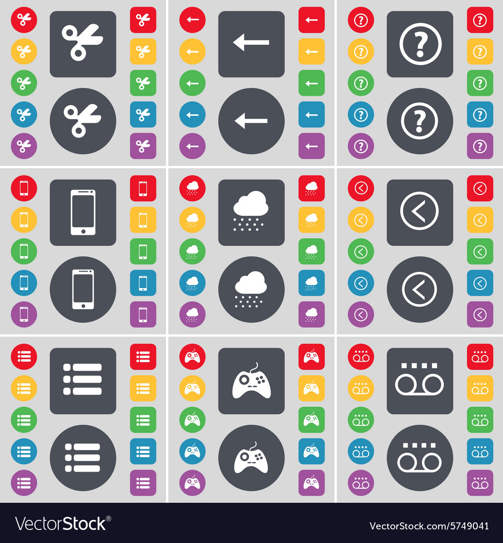 Scissors arrow left question mark smartphone cloud