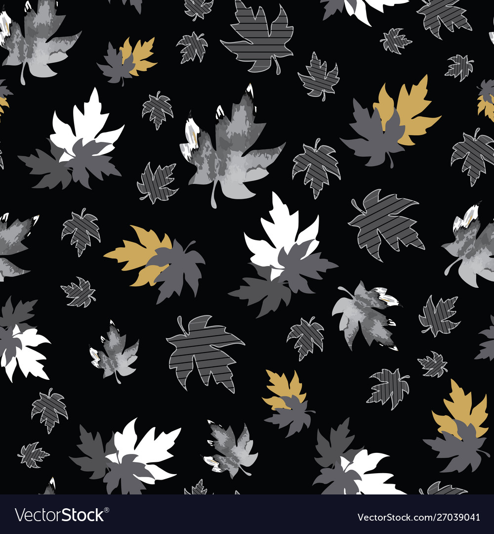 Seamless pattern with patterned leaves complex vector image Seamless pattern with patterned leaves complex