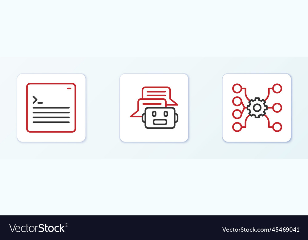 Set line neural network web developer programming vector image Set line neural network web developer programming