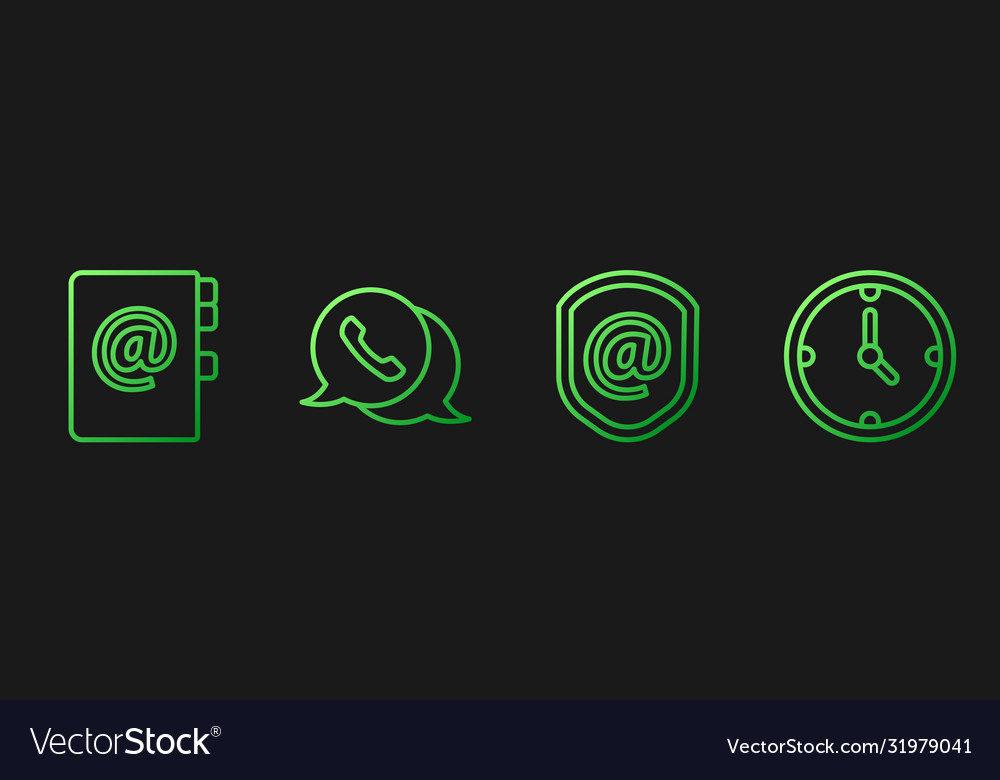 Set line shield with mail and e-mail address book vector image Set line shield with mail and e-mail address book