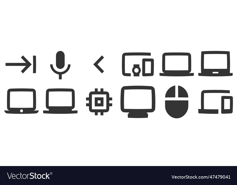 Set of 12 icons hardware a simple vector image Set of 12 icons hardware a simple