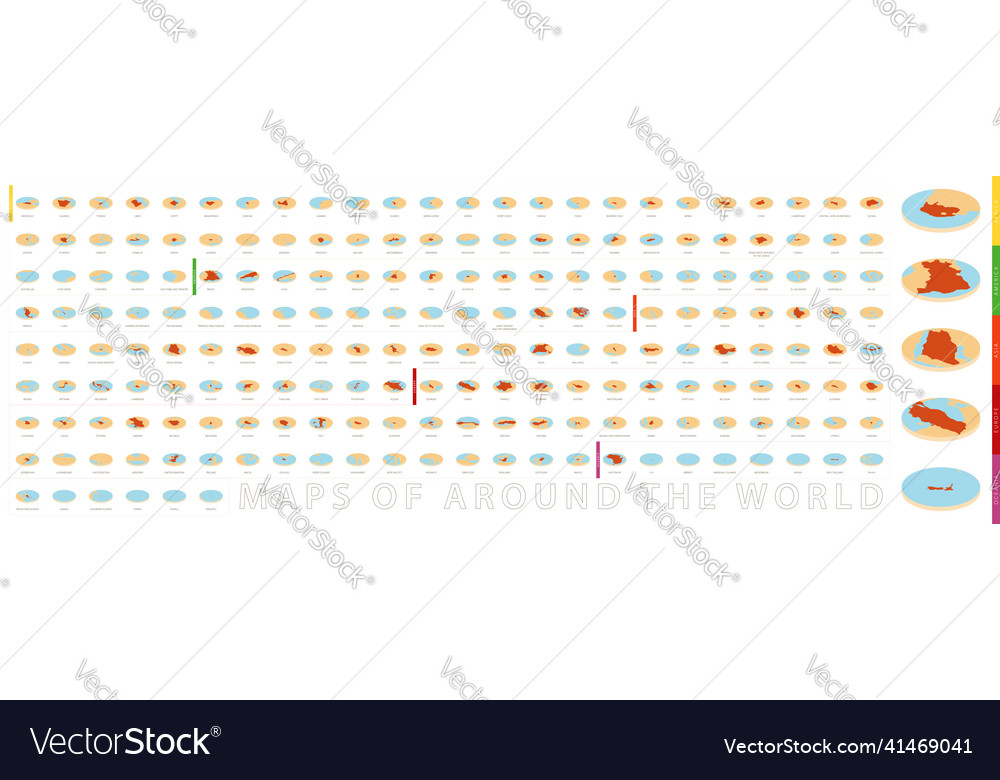 Set of orange round map in isometric style maps