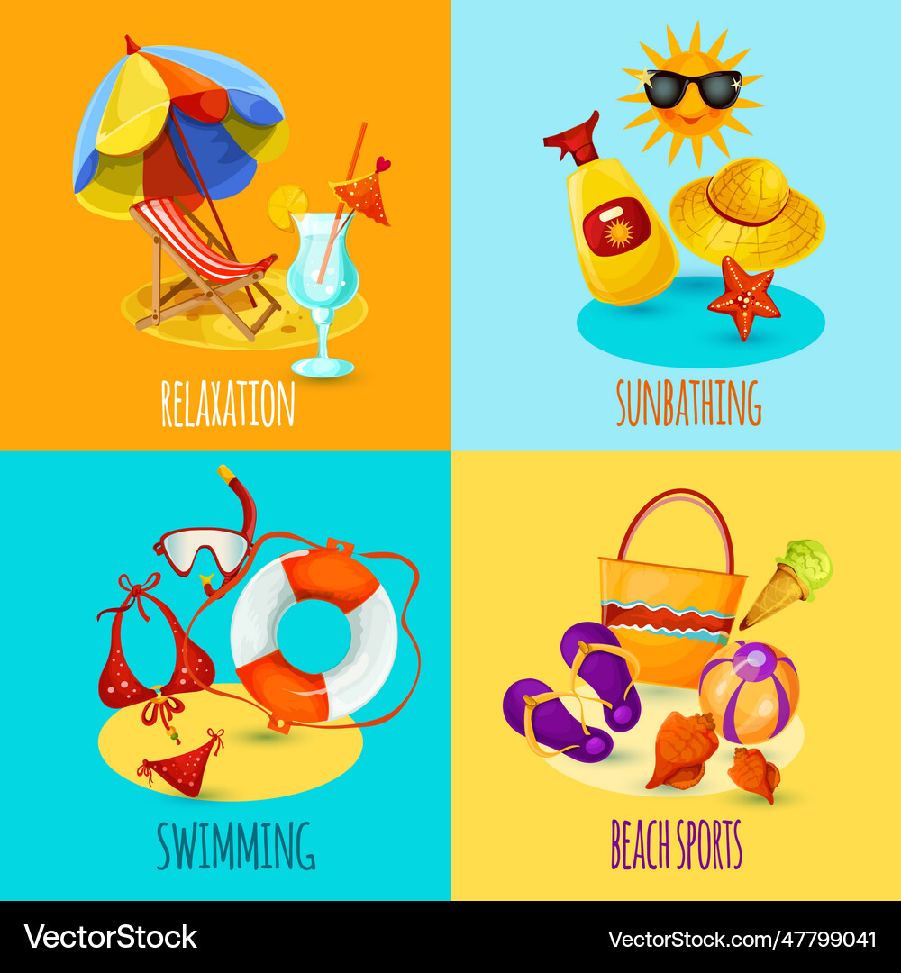 Summer holidays set Royalty Free Vector Image - VectorStock
