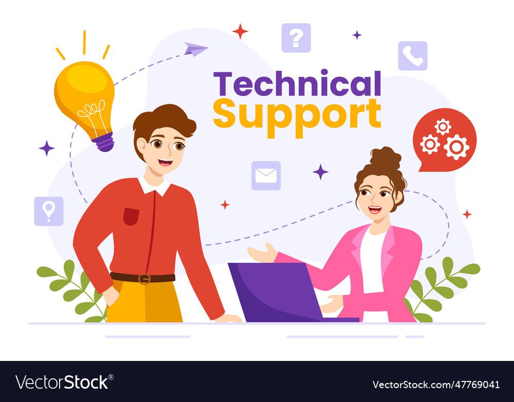 Technical support system with software vector image Technical support system with software