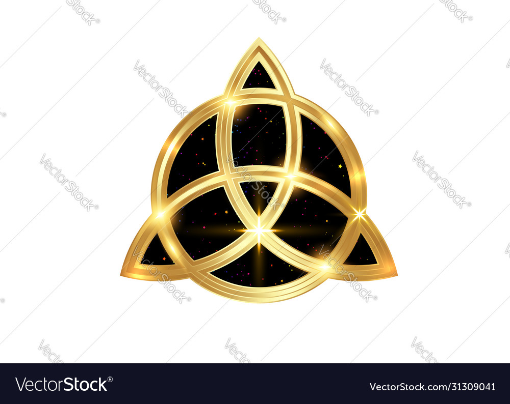 Triquetra geometric logo gold trinity knot wiccan