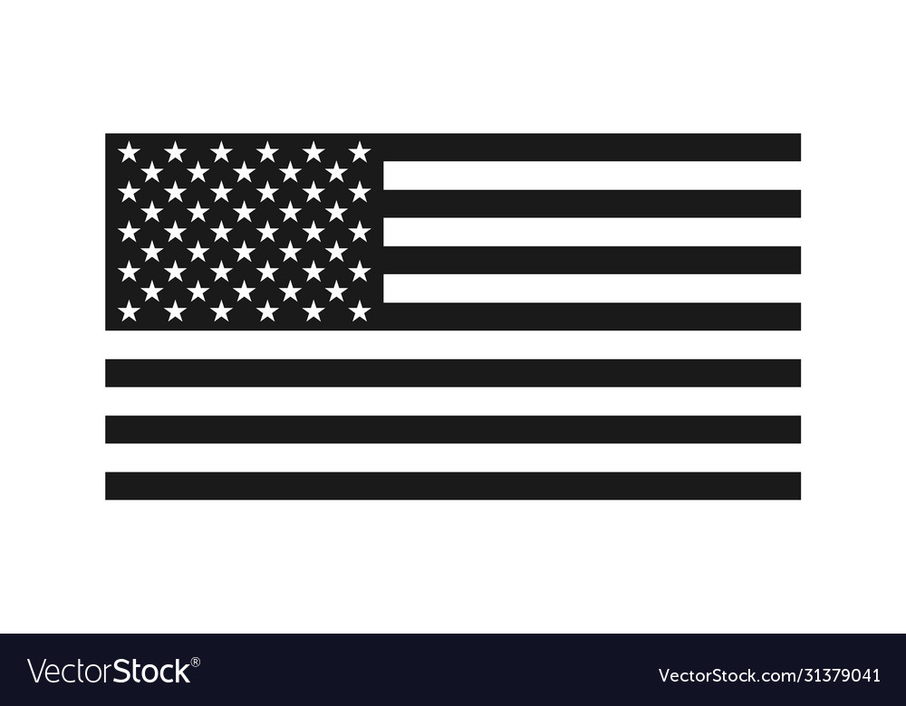 Usa flag black and white icon in flat style Vector Image