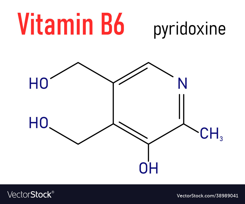 Vitamin B6 Molecule Skeletal Formula Pyridoxine Vector Image