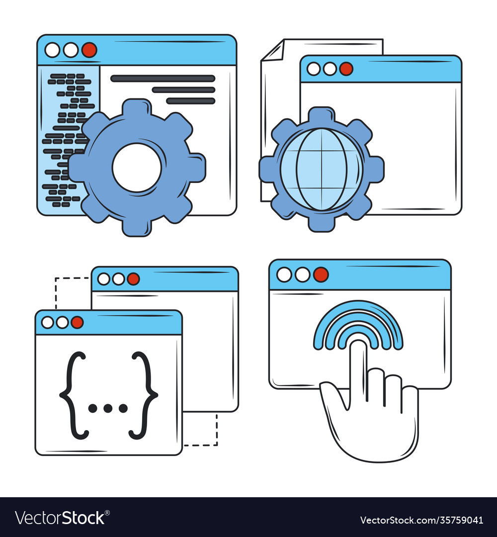 Web-Entwicklung digitale Software-Kodierung vector image Web-Entwicklung digitale Software-Kodierung