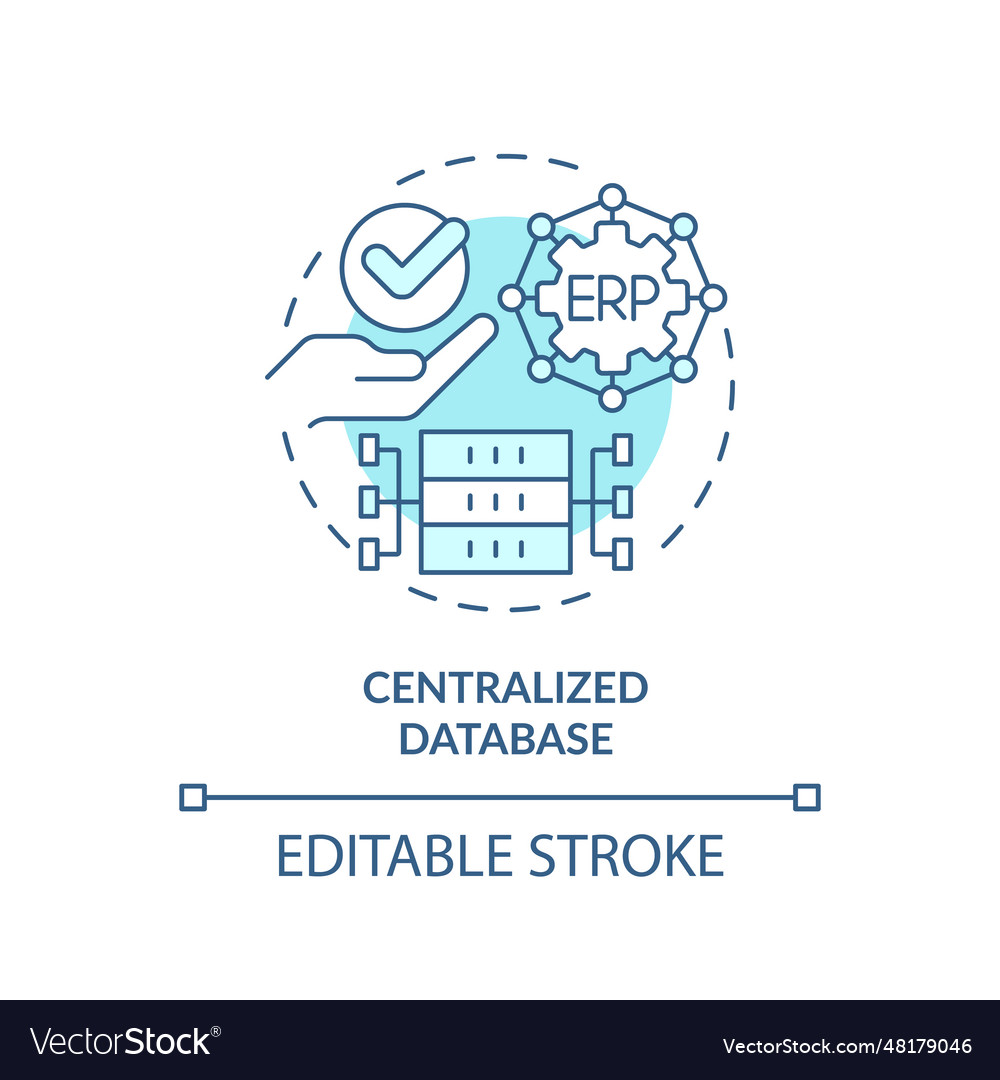 2d customizable centralized database blue icon vector image 2d customizable centralized database blue icon