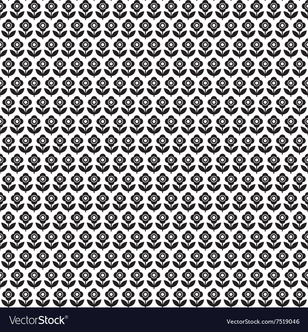 Black and white floral seamless pattern