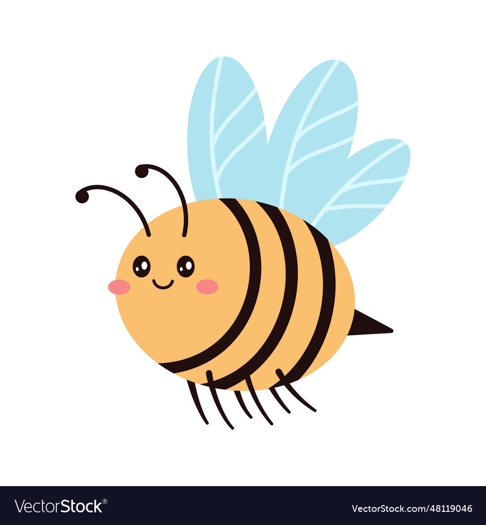 Cartoon bee character doodle style hand drawn Vector Image