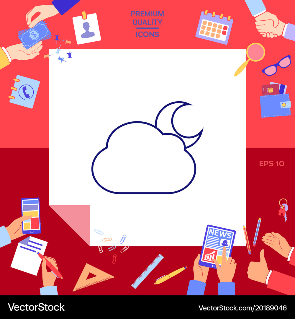 Cloud moon line icon Royalty Free Vector Image