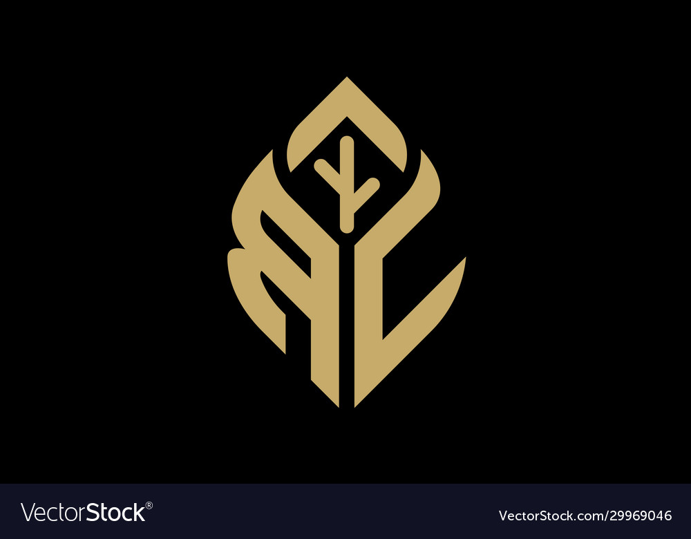 Custom initial letter r and c in a leaf sign