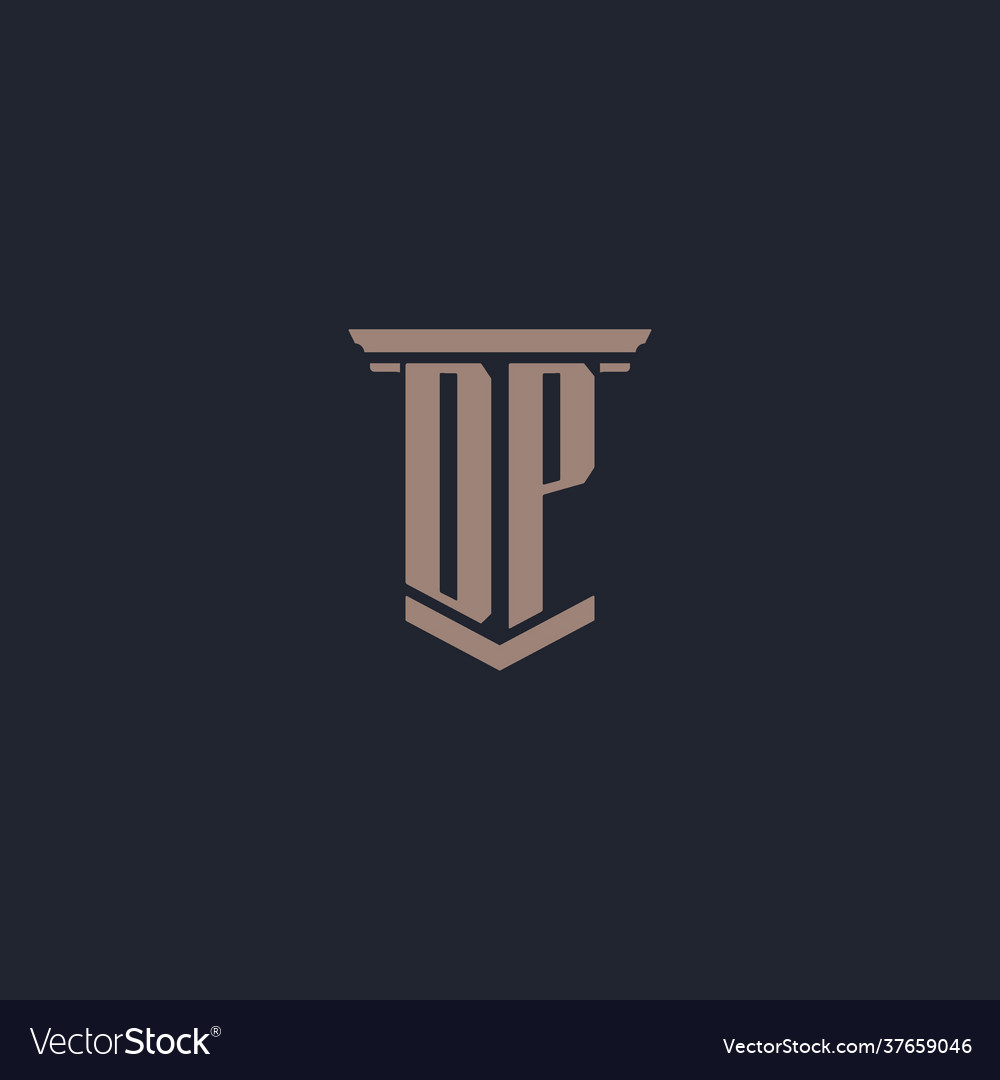 Dp initial monogram logo with pillar style design