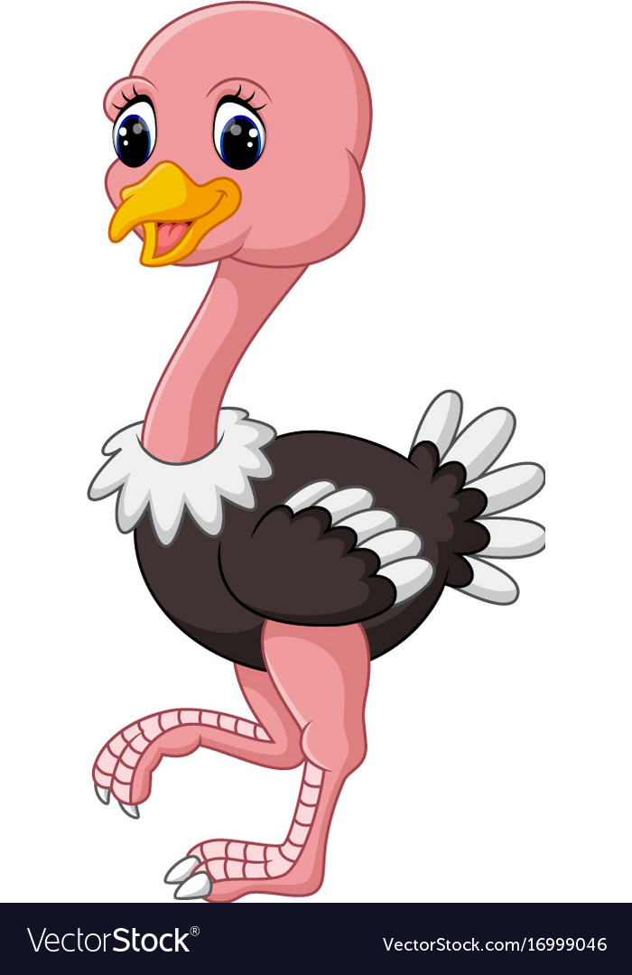 Funny ostrich cartoon Royalty Free Vector Image