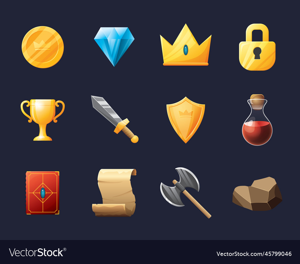 Game ui assets set gaming user interface icons