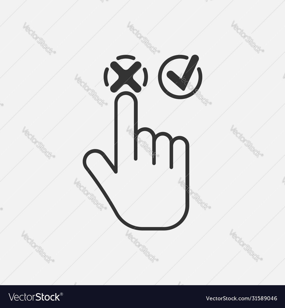 Hand pushing button with checkmark icon isolated vector image Hand pushing button with checkmark icon isolated