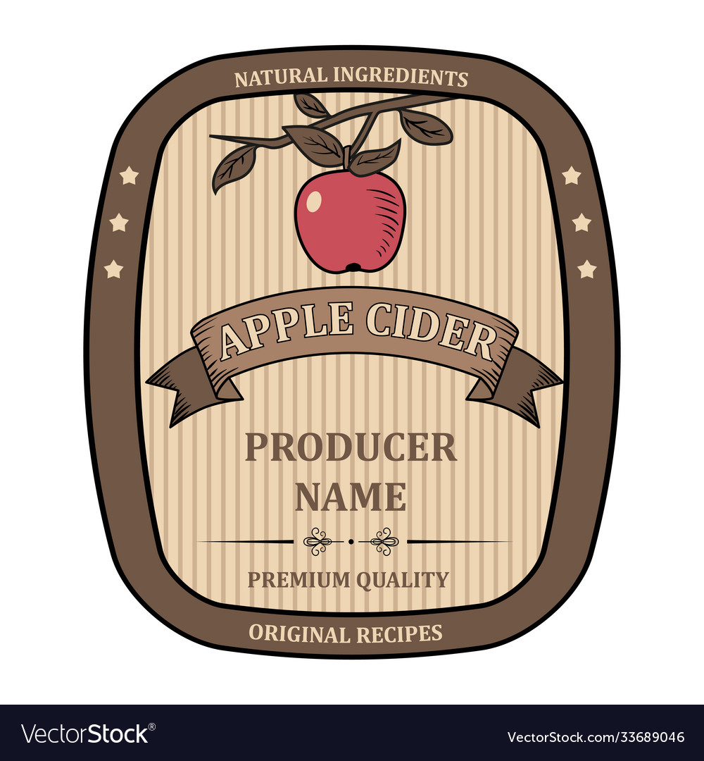 Label for apple cider template retro Royalty Free Vector
