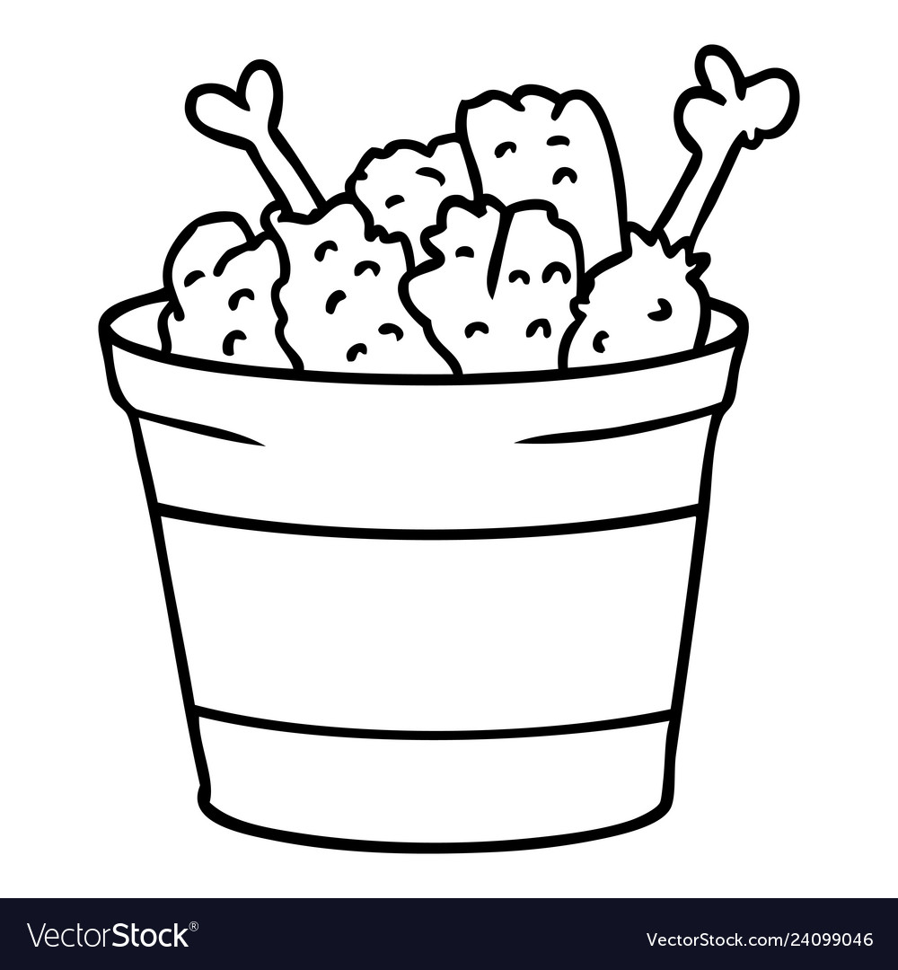 line-drawing-doodle-bucket-of-fried-chicken-vector-image