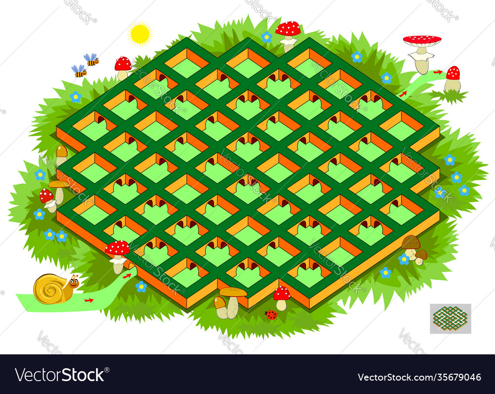 Logic puzzle game with labyrinth for children