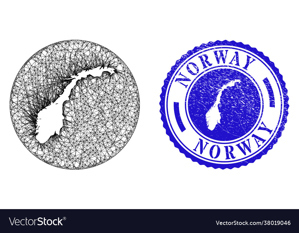 Mesh net inverted norway map and distress round Vector Image Mesh net inverted norway map and distress round
