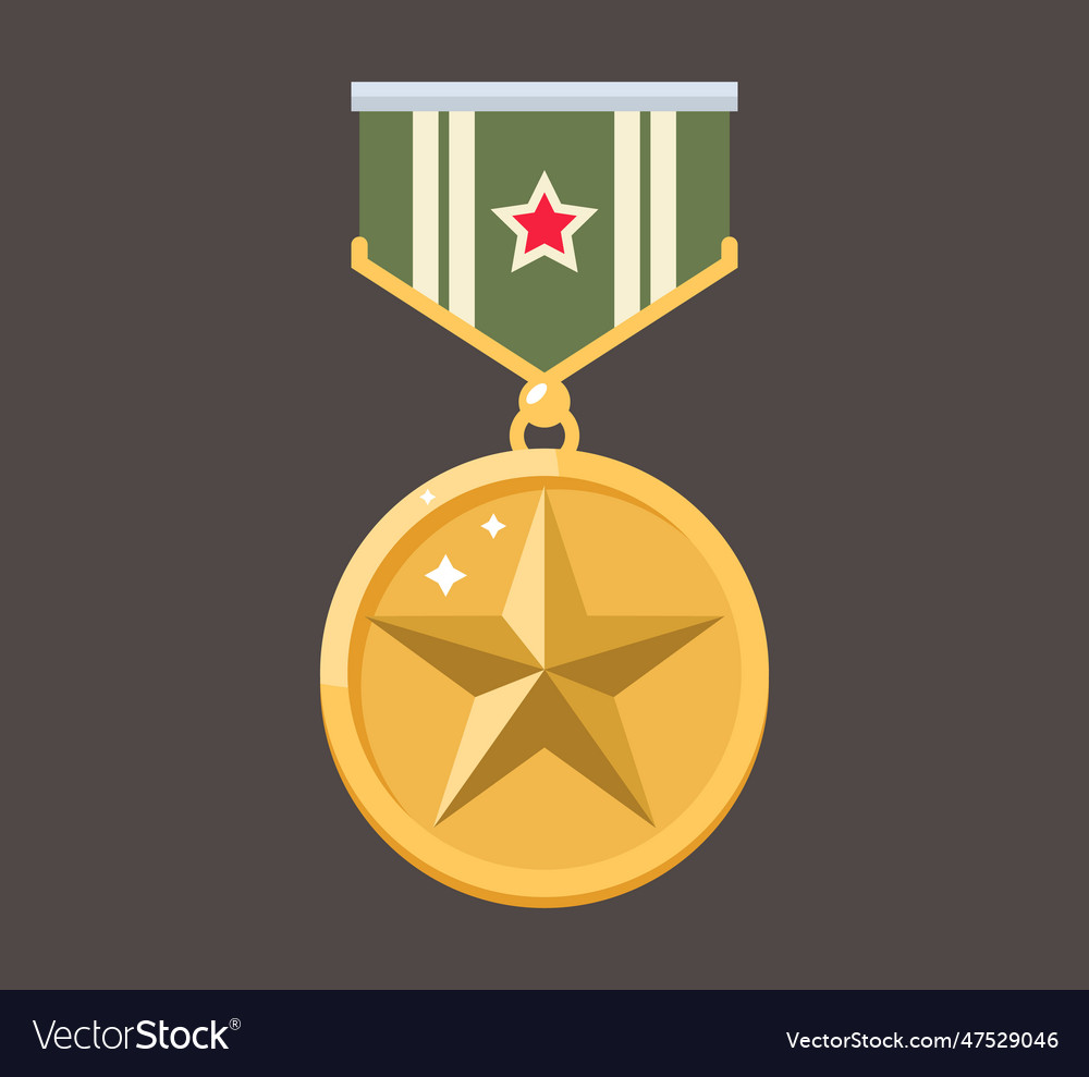 Military gold medal with a star Royalty Free Vector Image