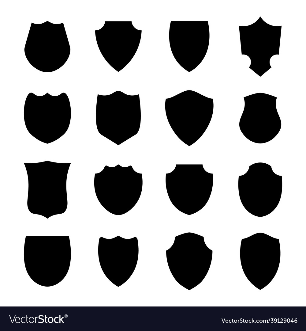 Police Shield Black Shape Heraldic Shields Blank Vector Image