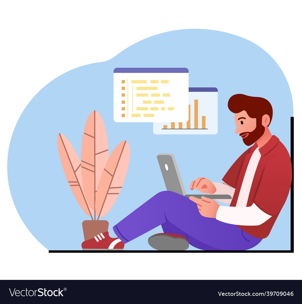 Programmer works from home vector image Programmer works from home