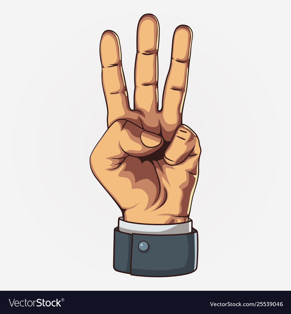 Retro Three Count Hand Gesture