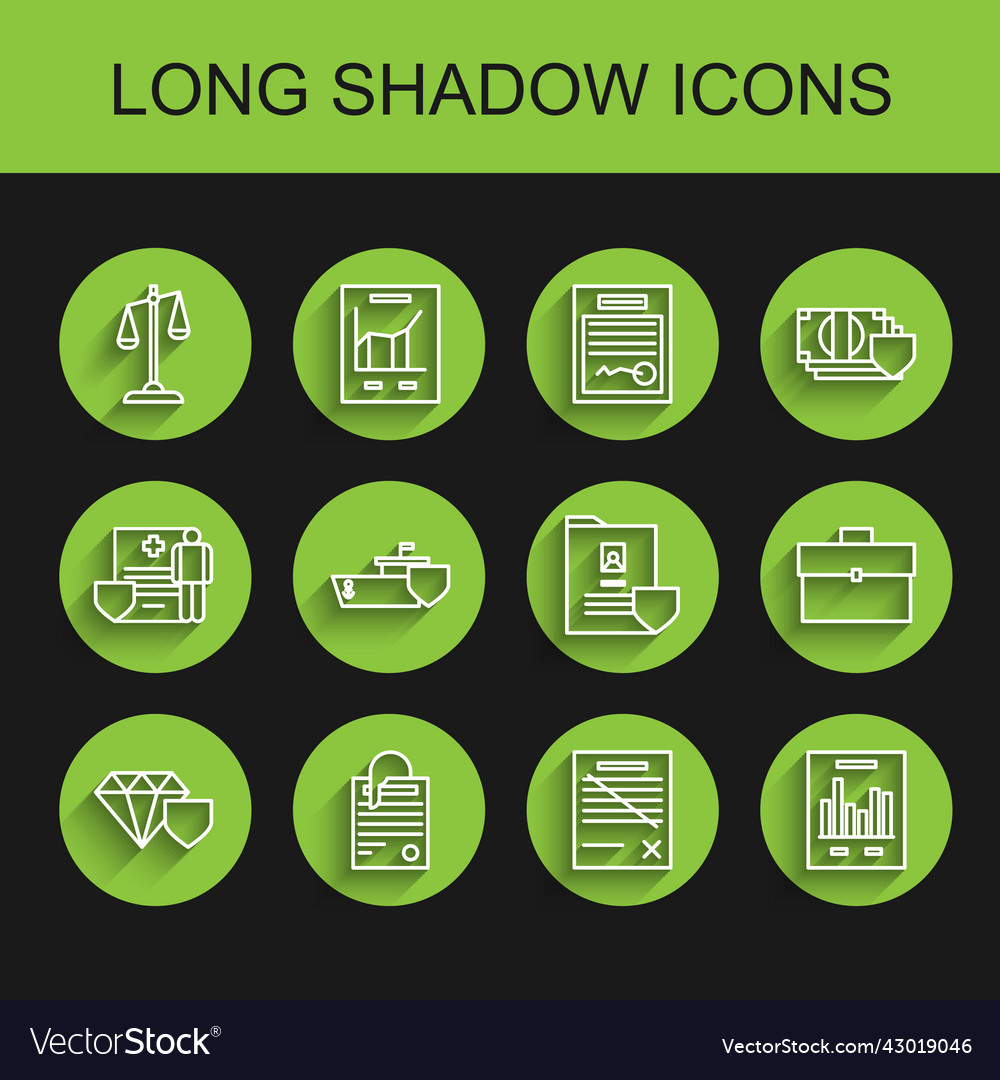Set line diamond with shield file document vector image Set line diamond with shield file document