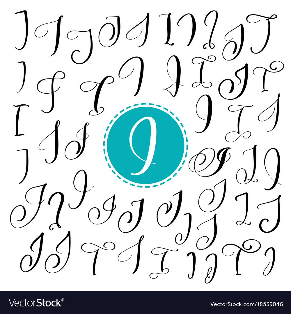 Download Set of hand drawn calligraphy letter i Royalty Free Vector