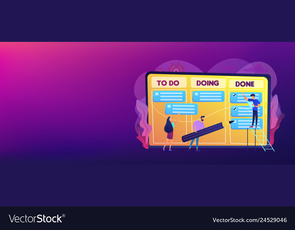 Task management concept banner header vector image Task management concept banner header