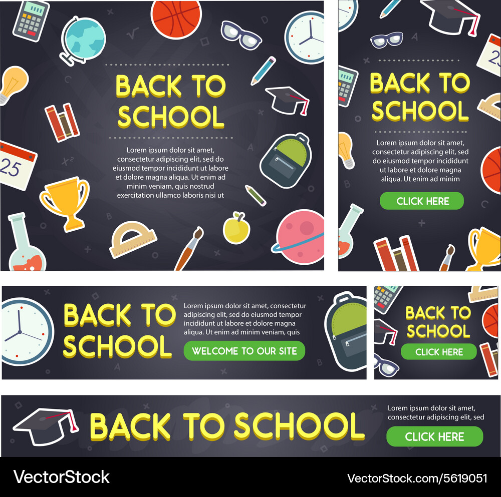 Back To School Banner Set Different Sizes Vector Image