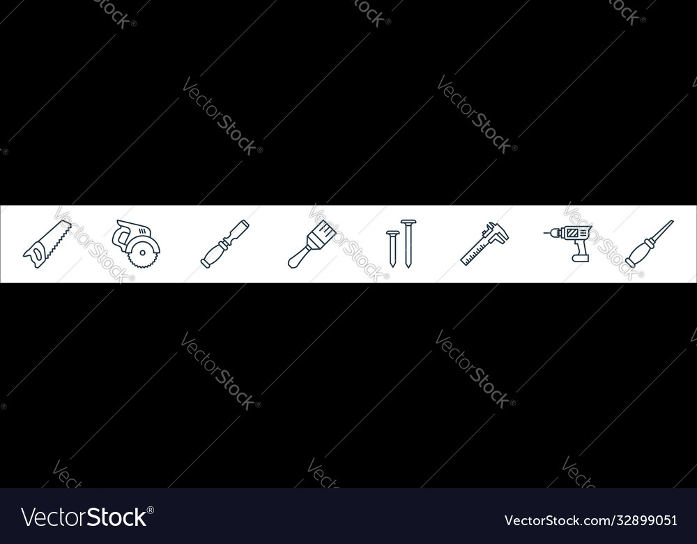 Carpentry line icons linear set quality Vector Image Carpentry line icons linear set quality