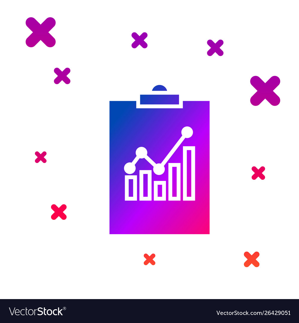 Color clipboard with graph chart icon isolated