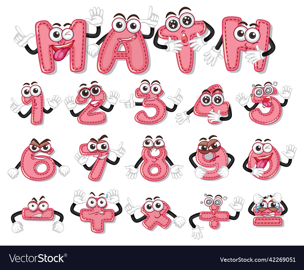 Counting numbers from zero to nine and math vector image Counting numbers from zero to nine and math