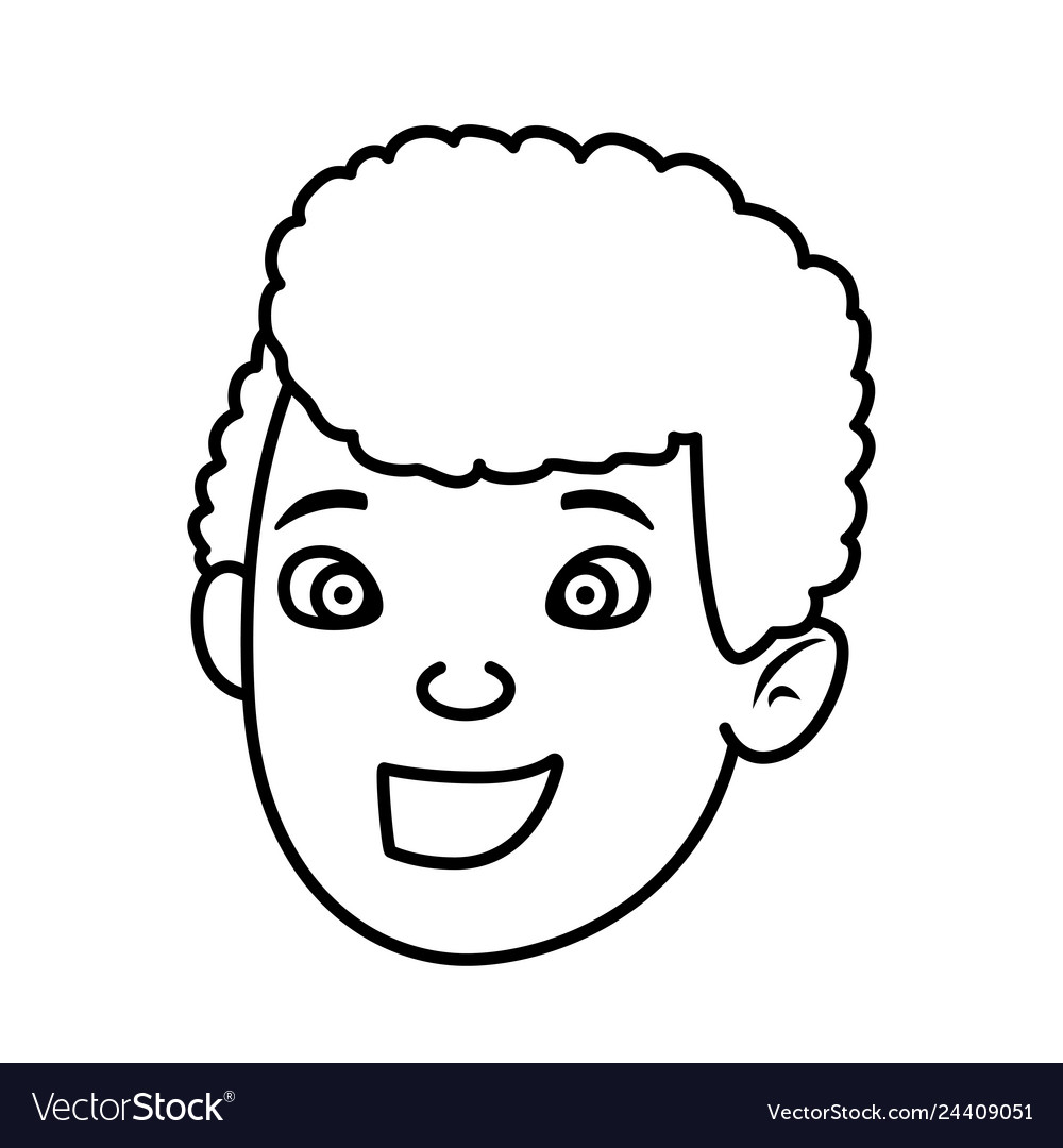 Cute little boy head character Royalty Free Vector Image