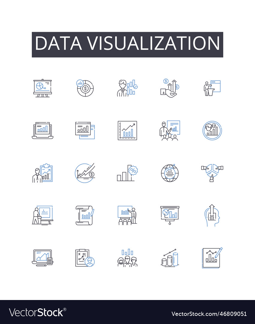 Data visualization line icons collection fabric Vector Image