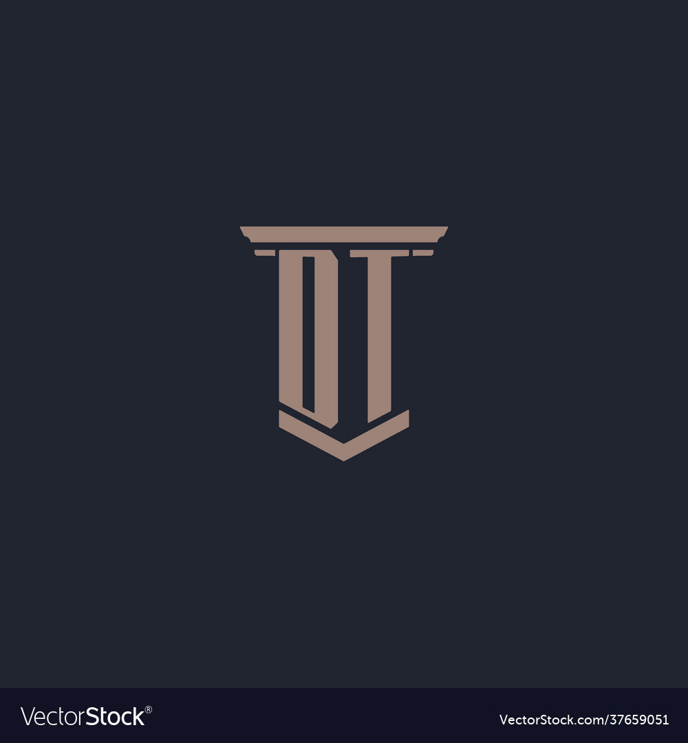 Dt initial monogram logo with pillar style design