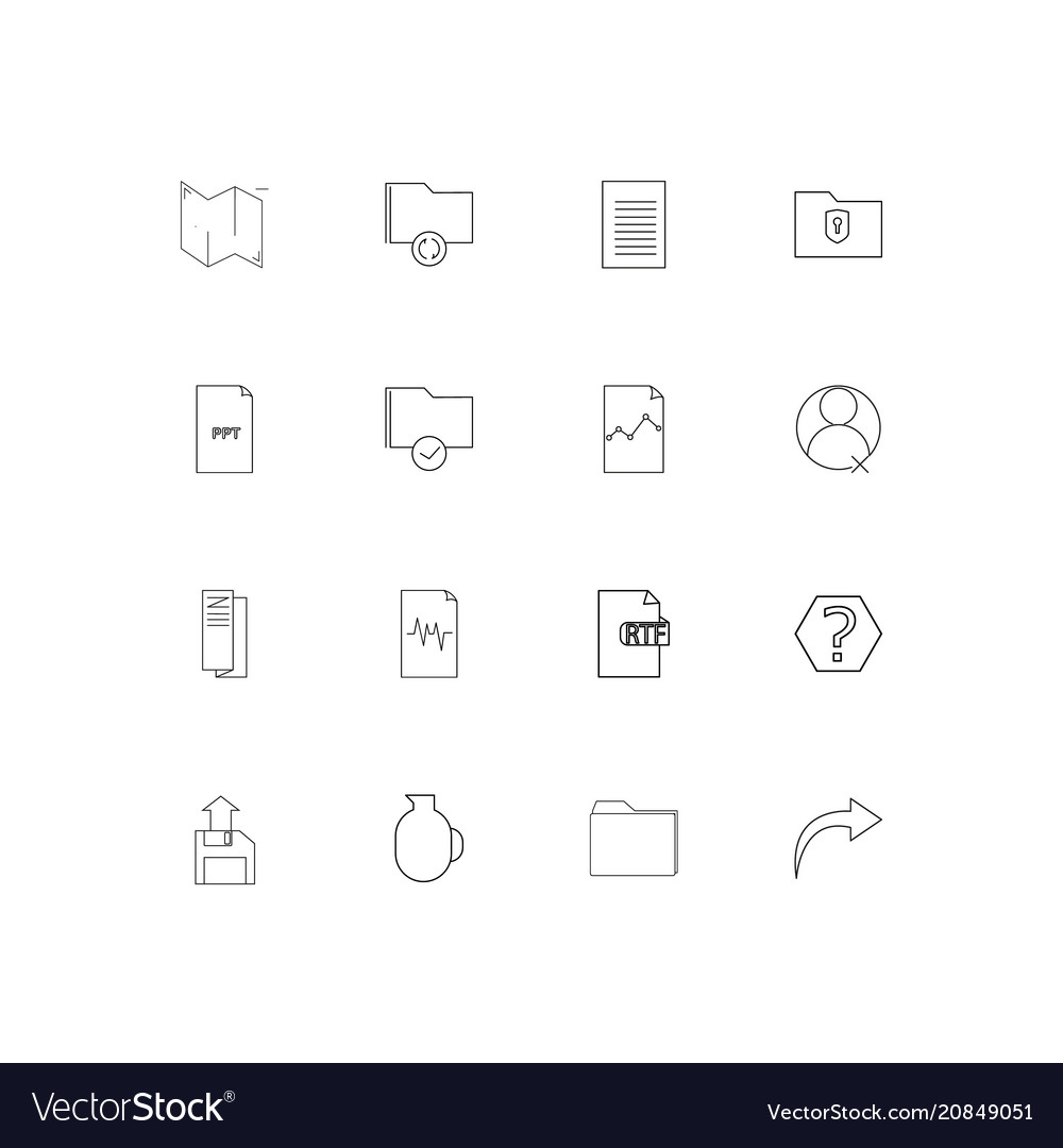 Files and folders sign linear thin icons set