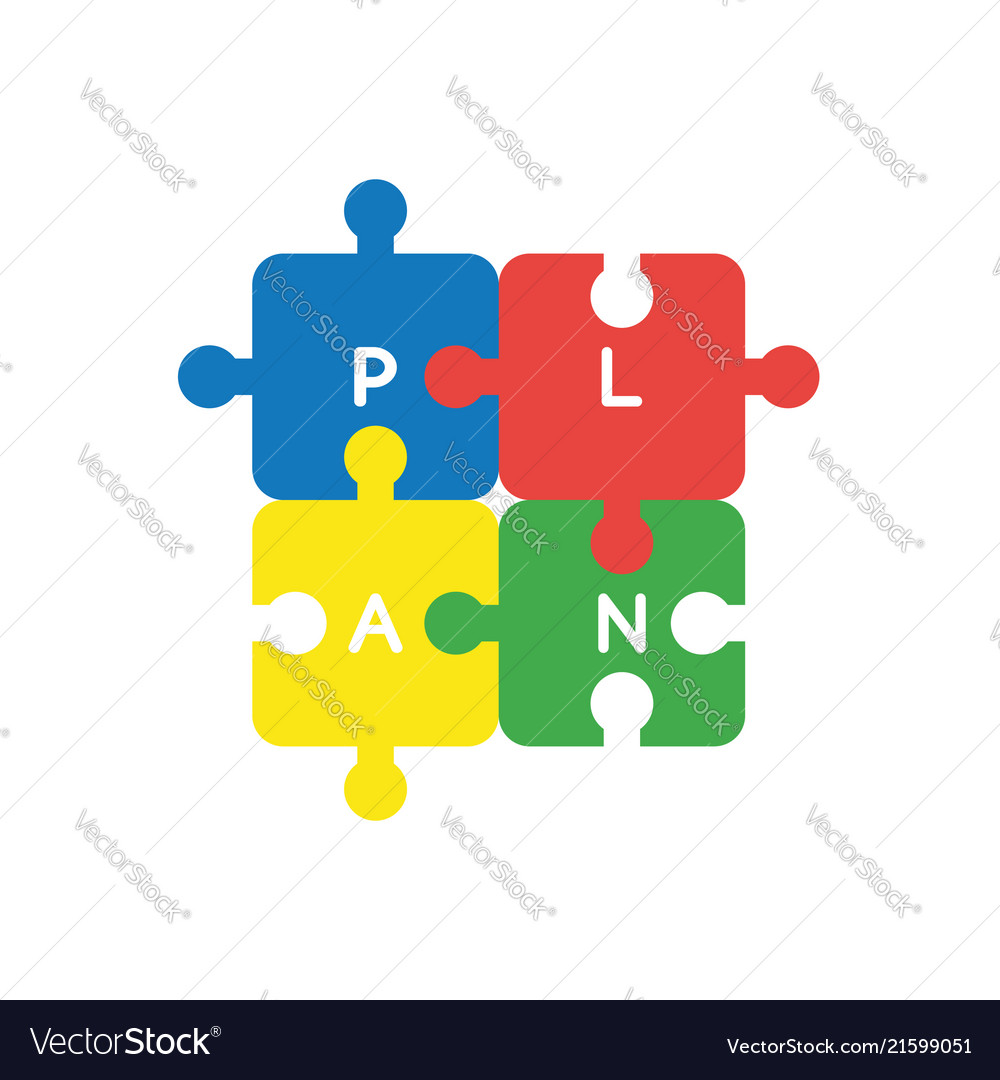 Flat design concept of four part jigsaw puzzle vector image Flat design concept of four part jigsaw puzzle