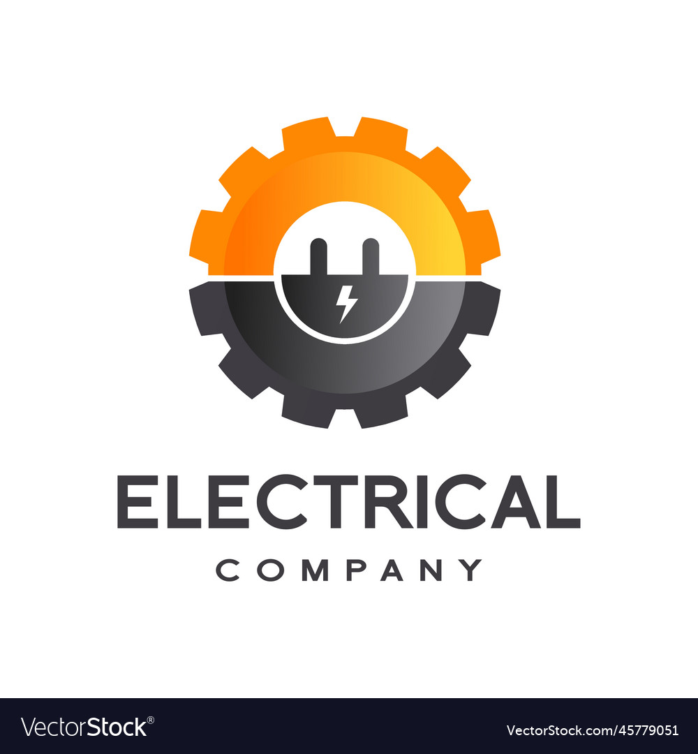 Gear with plug electrical logo template suitable Vector Image