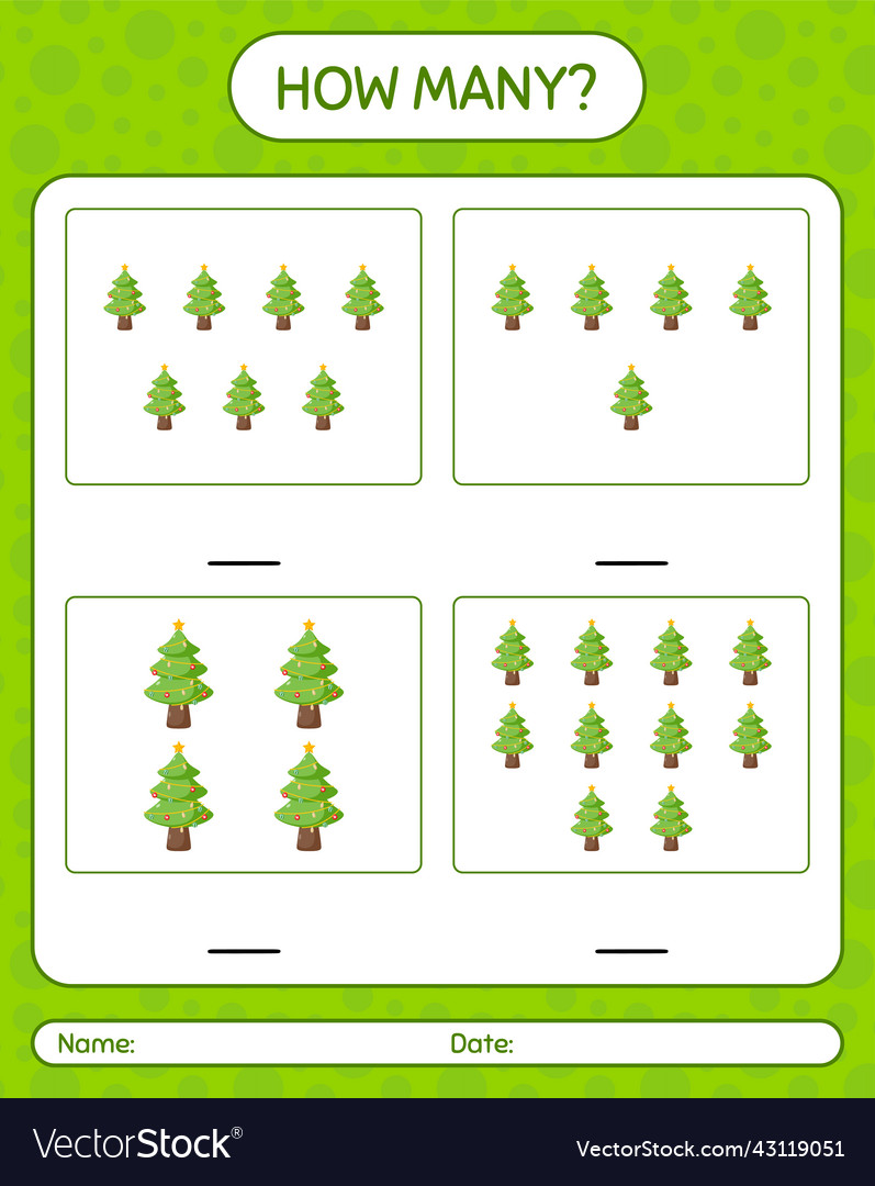 How many counting game with christmas tree vector image How many counting game with christmas tree